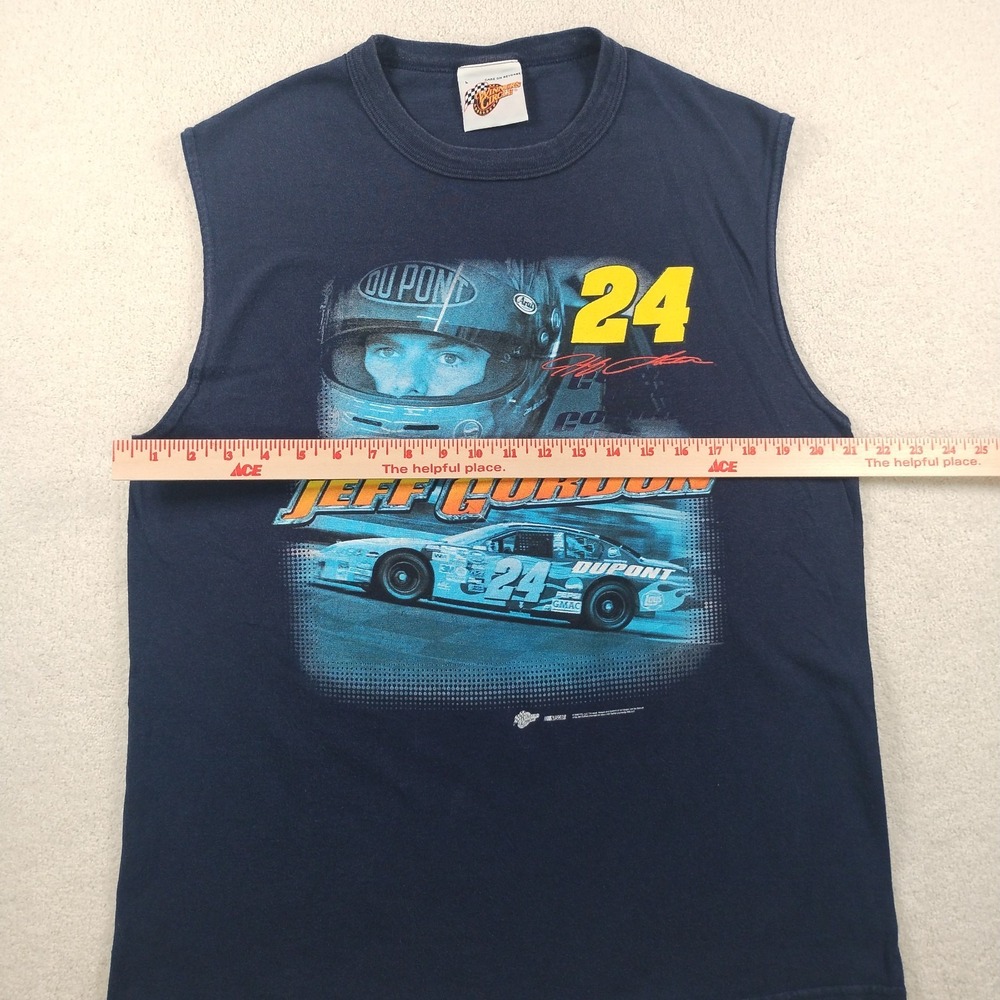 Vtg 90's Jeff Gordon NASCAR Sleeveless Shirt Men's L Blue Tank Top 2Sided Racing - Picture 7 of 9